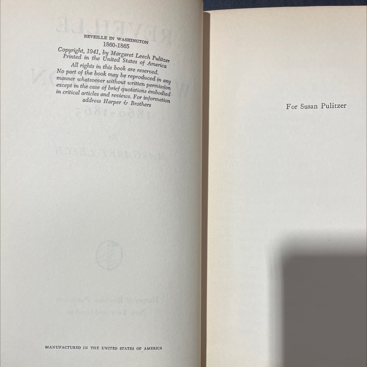 reveille in washington 1860-1865 book, by margaret leech, 1941 Hardcover image 3