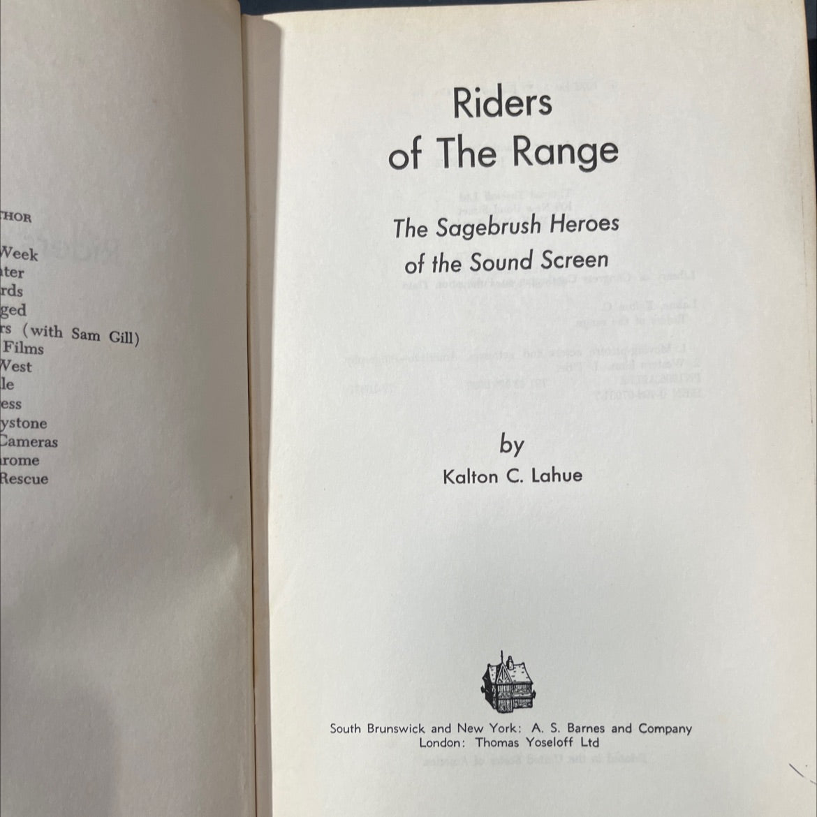 riders of the range book, by kalton c. lahue, 1973 Hardcover image 2
