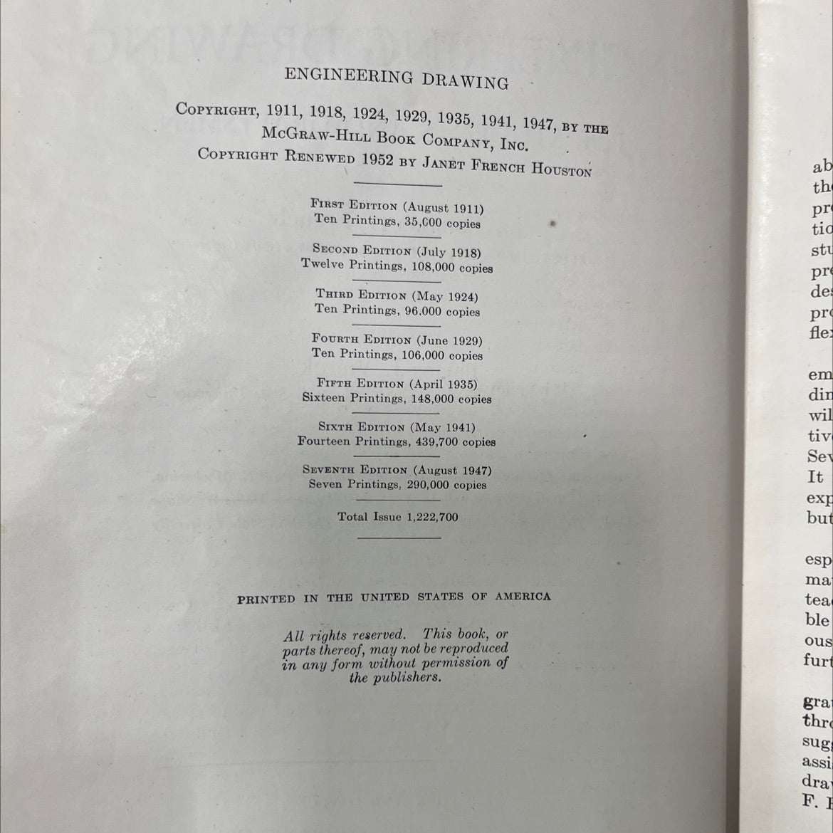 ries a manual of engineering drawing for students and draftsmen book, by Thomas E. French, 1947 Hardcover image 3