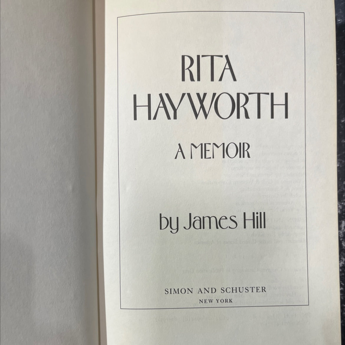 rita hayworth a memoir book, by james hill, 1983 Hardcover image 2