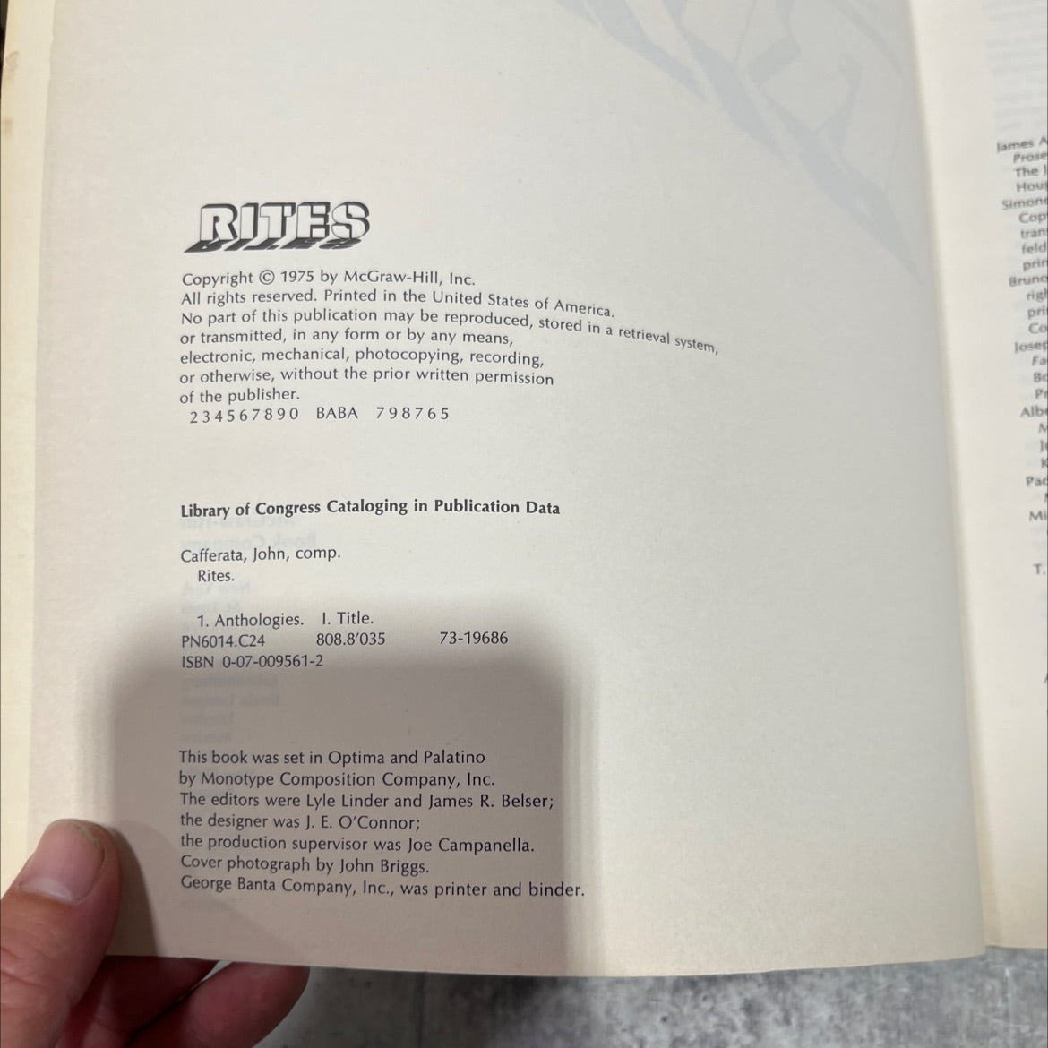 rites book, by john cafferata, 1975 Paperback image 3