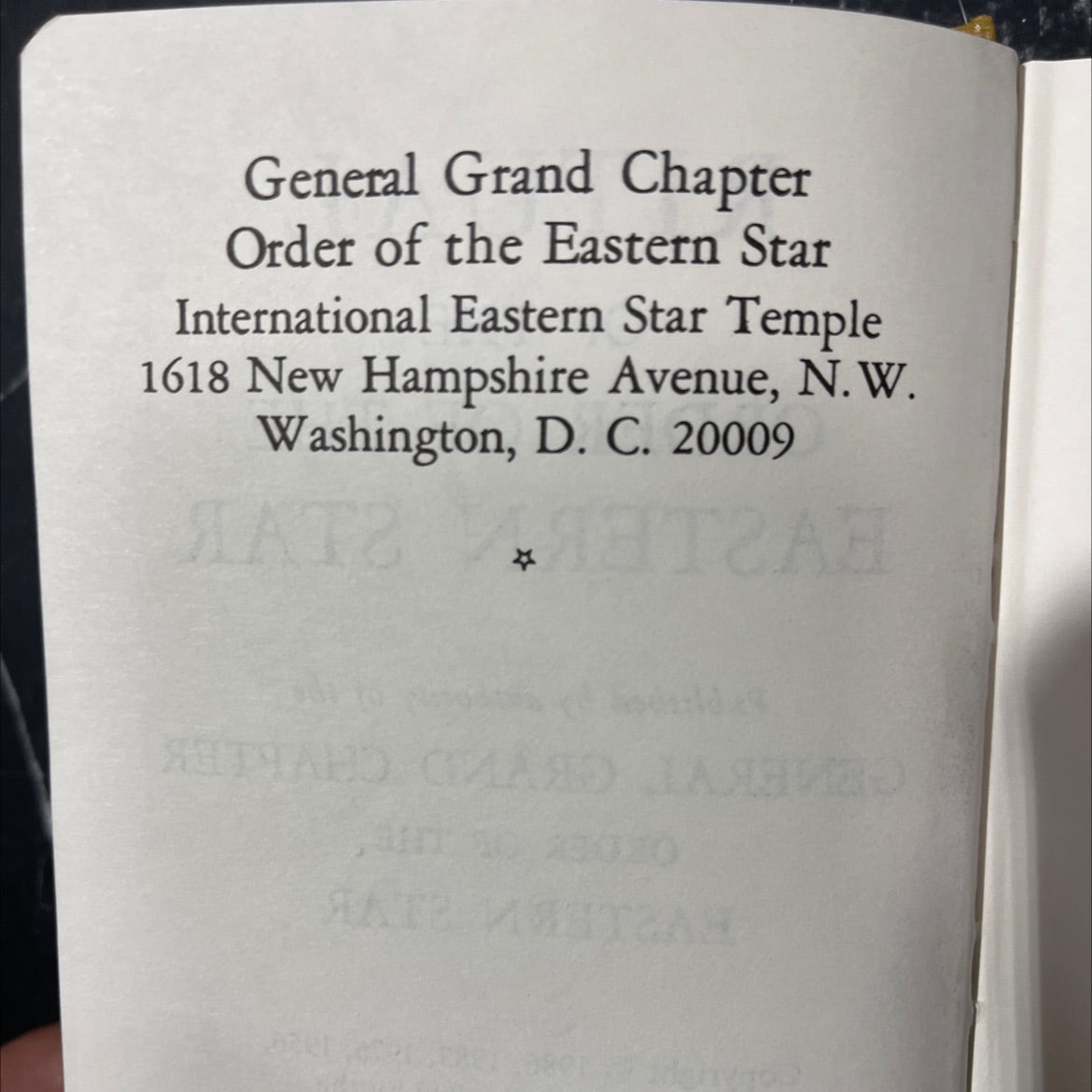 ritual of the order of the eastern star book, by unknown, 1986 Hardcover image 3