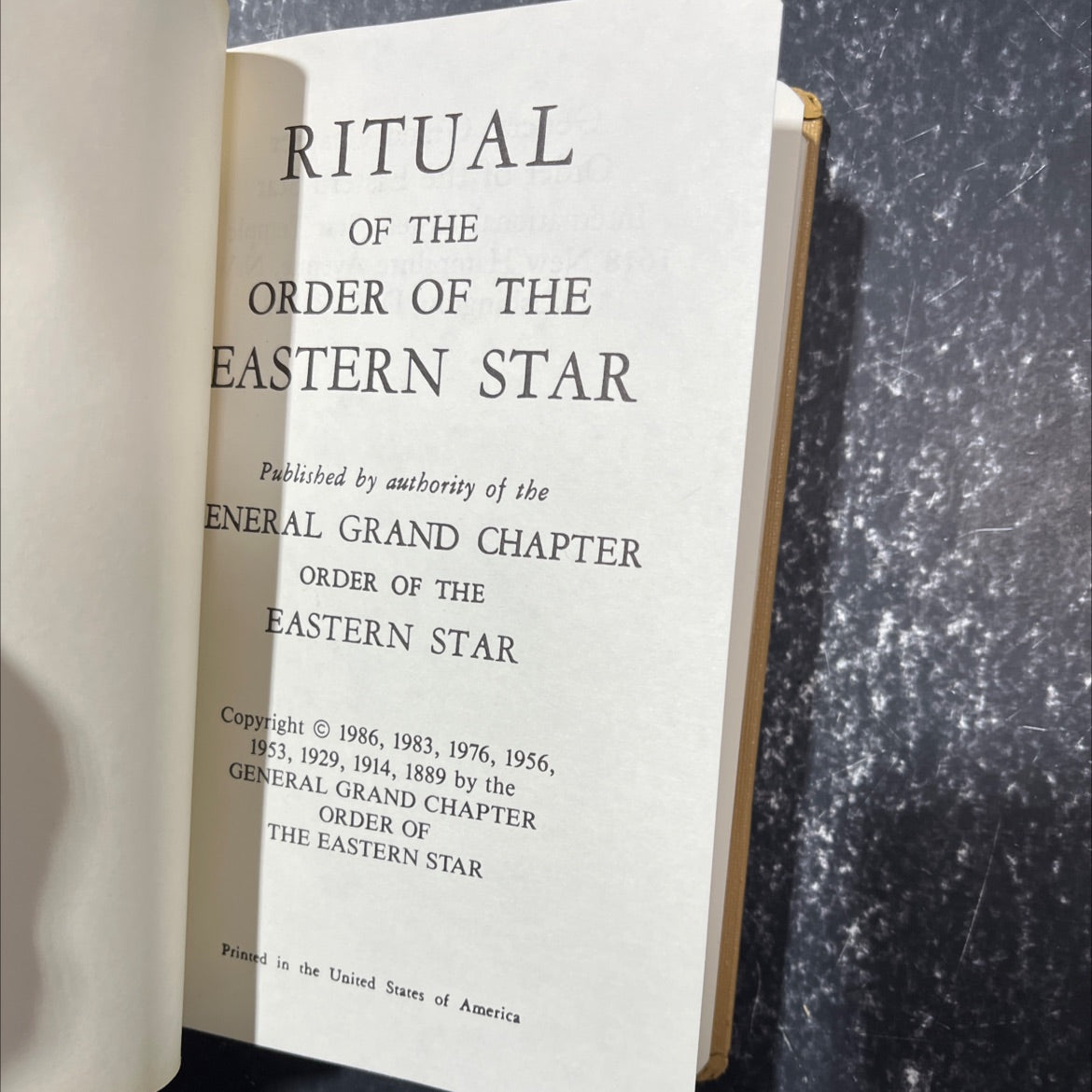 ritual of the order of the eastern star book, by unknown, 1986 Hardcover image 2