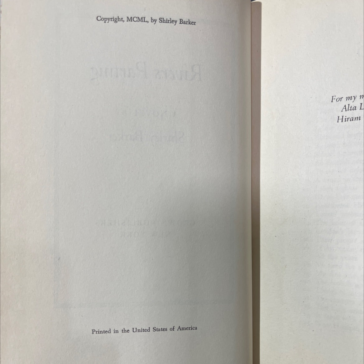 rivers parting book, by Shirley Barker, 1970 Hardcover image 3