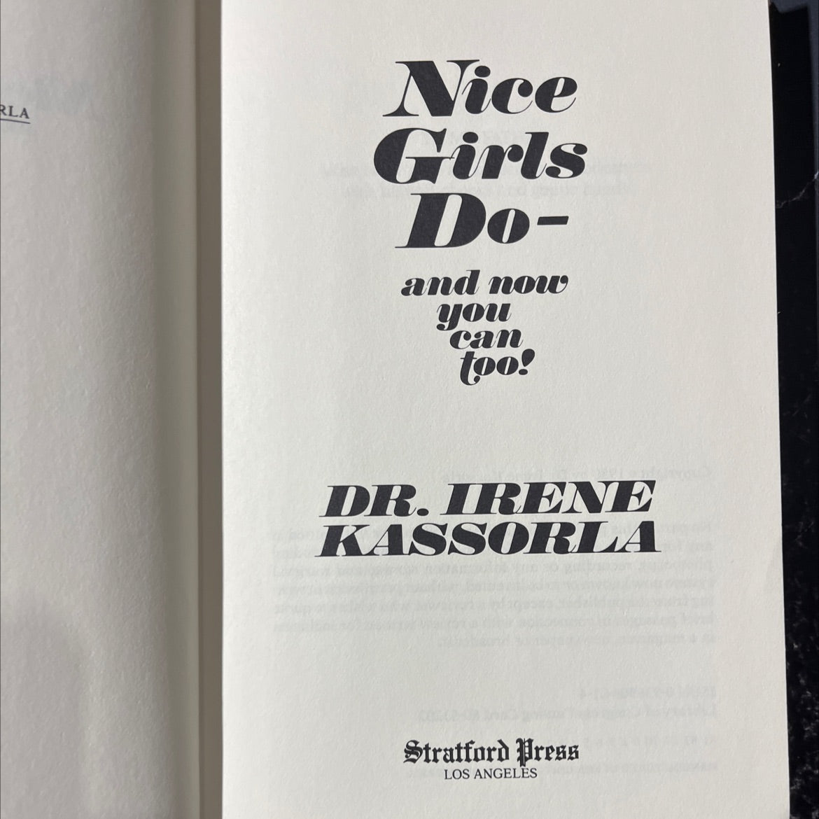 rla nice girls do- and now you can too! book, by dr. irene kassorla, 1980 Hardcover image 2