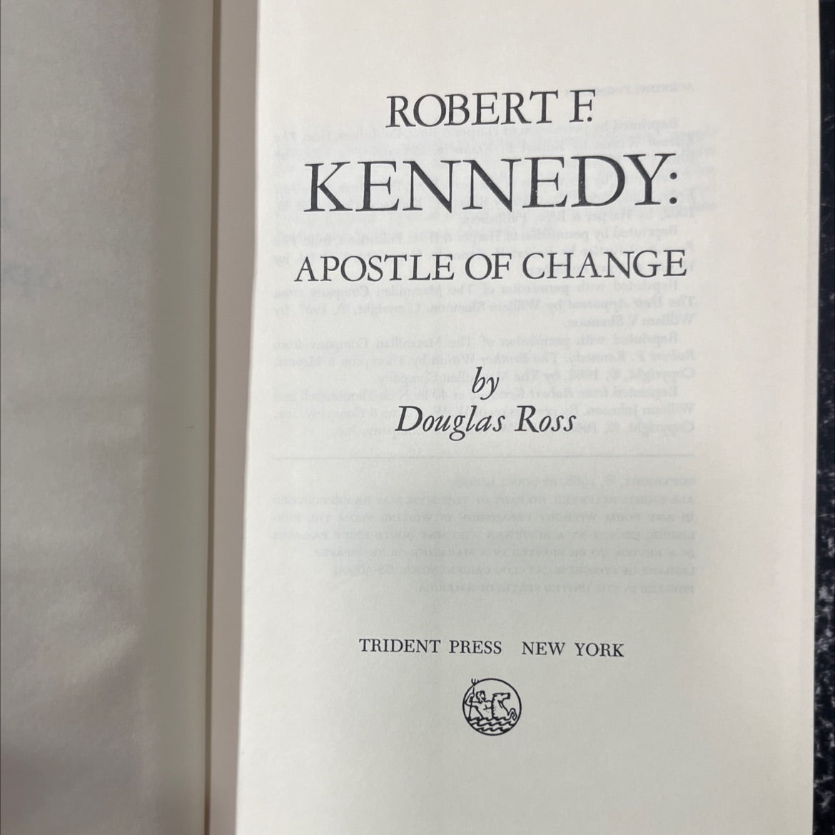 robert f kennedy: apostle of change book, by douglas ross, 1968 Hardcover image 2