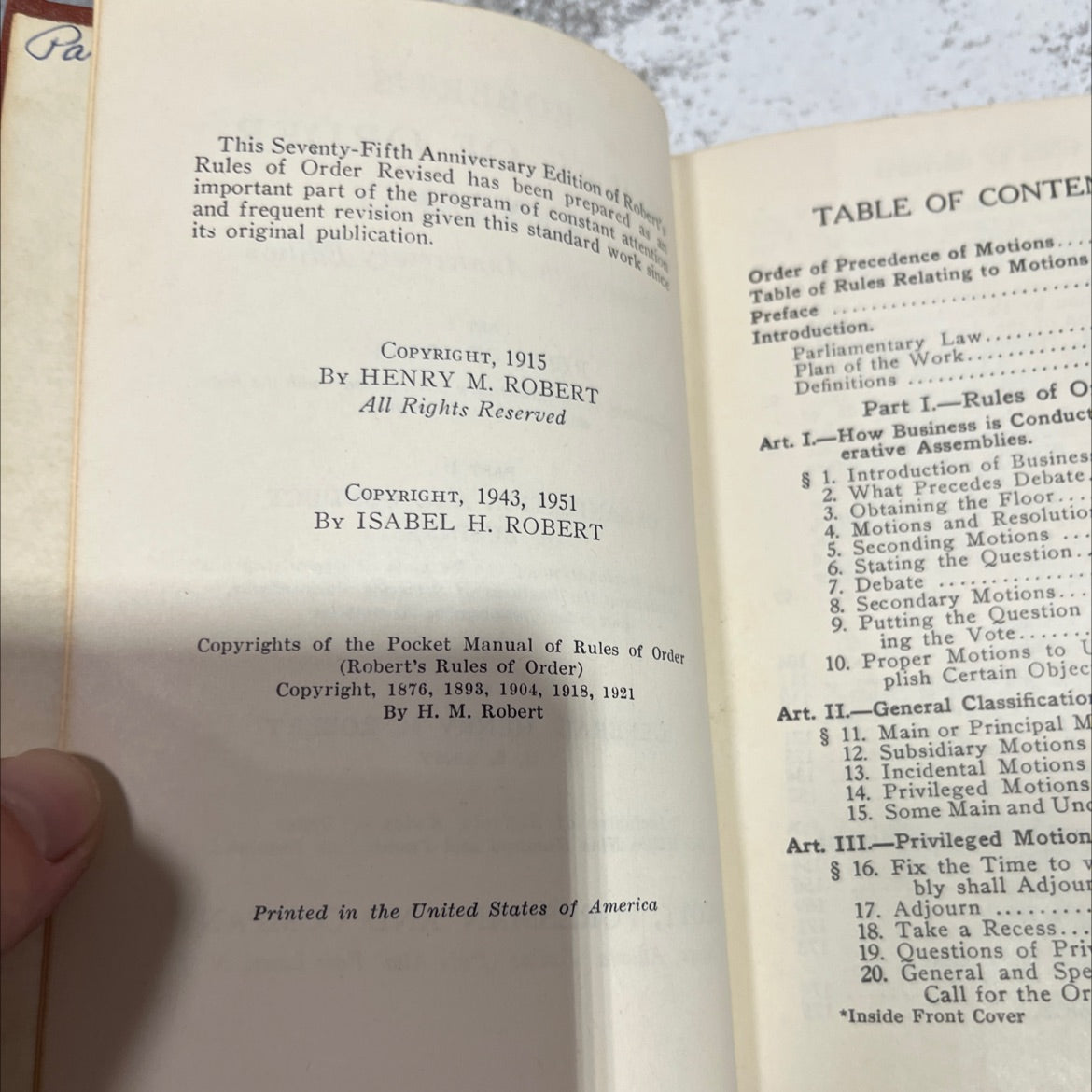 robert's rules of order revised seventy-fifth anniversary edition book, by general henry m. robert, 1951 Hardcover image 3