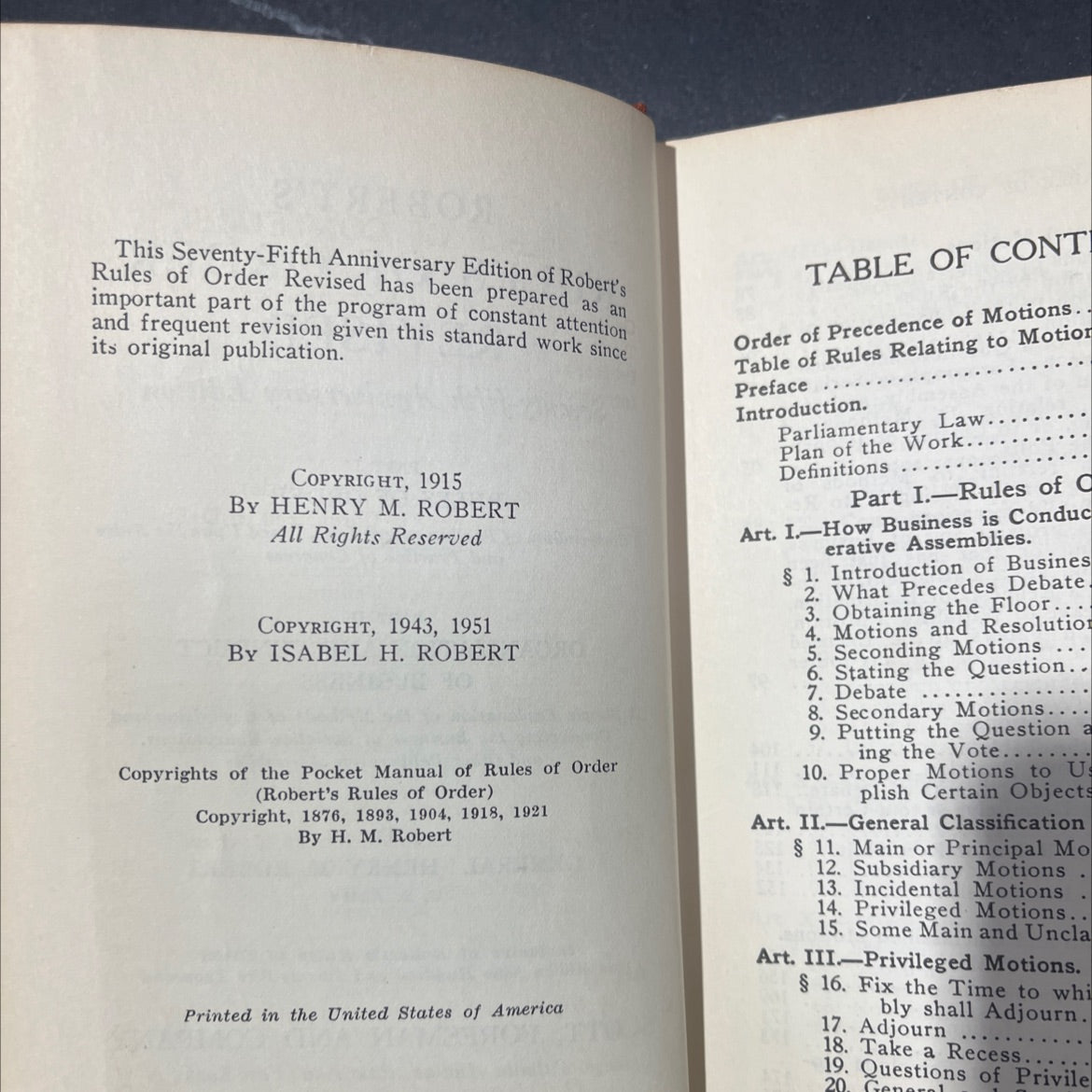 robert's rules of order revised seventy-fifth anniversary edition book, by general henry m. robert, 1951 Hardcover image 3