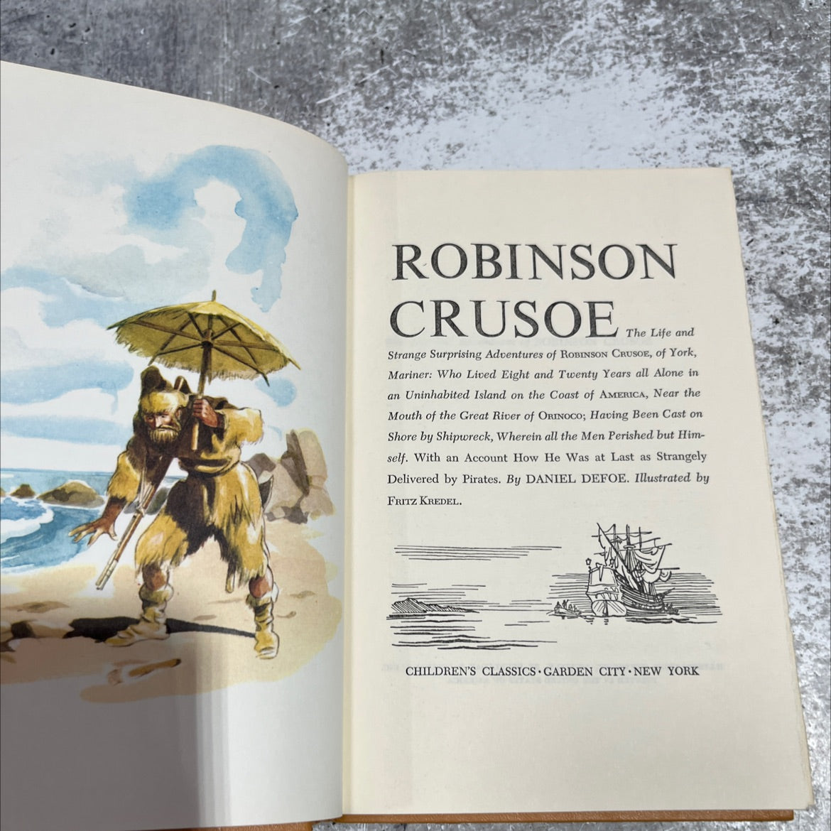 robinson crusoe book, by daniel defoe, 1945 Hardcover image 2