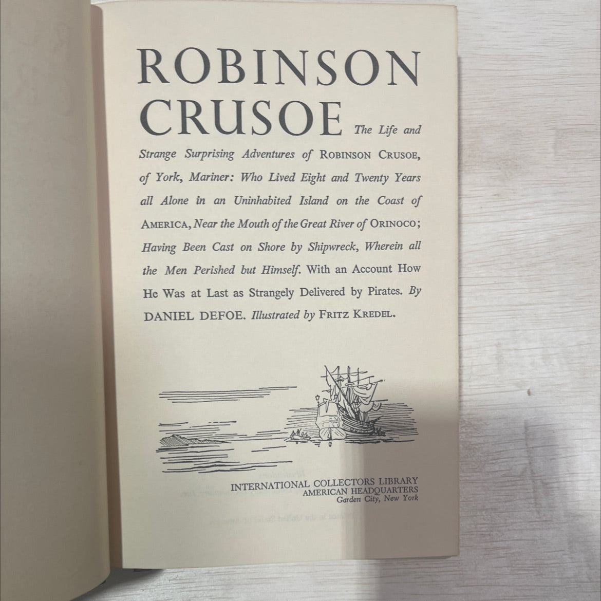 robinson crusoe book, by daniel defoe, 1945 Hardcover, Vintage image 2