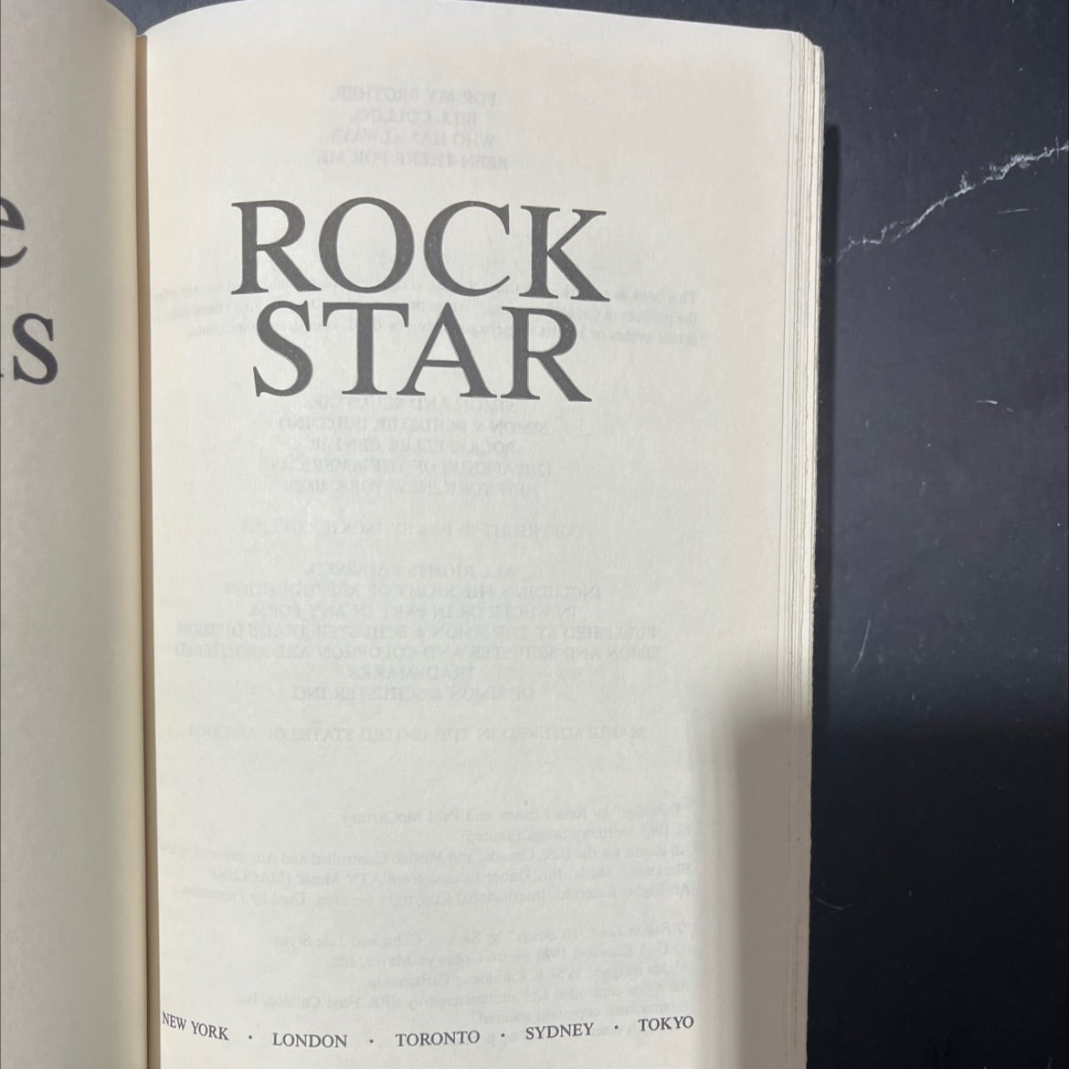 rock star book, by jackie collins, 1988 Hardcover image 2