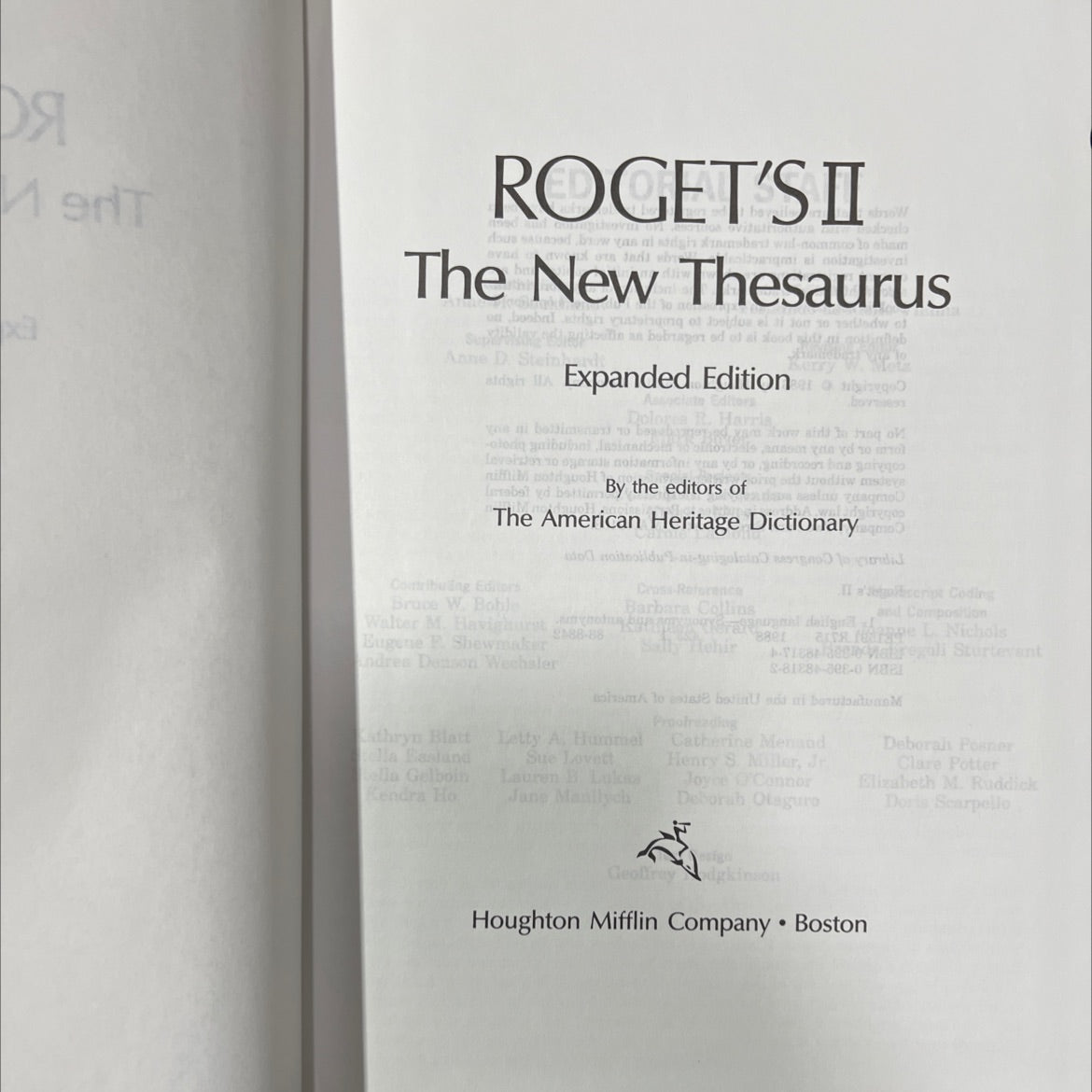 roget's ii thesaurus book, by Anne D. Steinhardt, 1988 Hardcover image 2