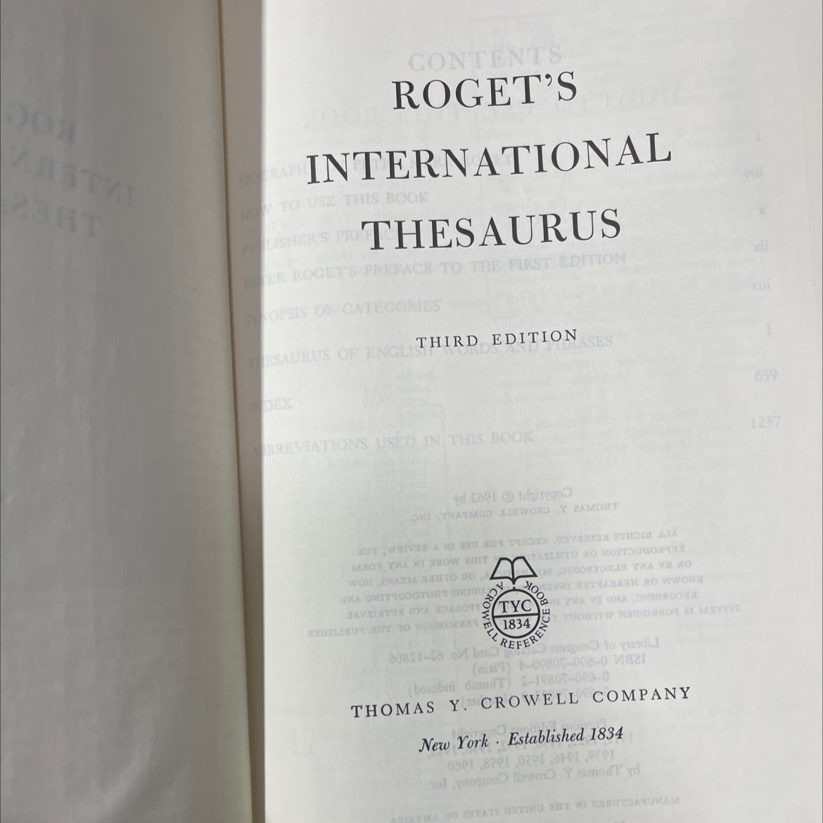 roget's international thesaurus book, by peter roget, 1962 Hardcover image 2