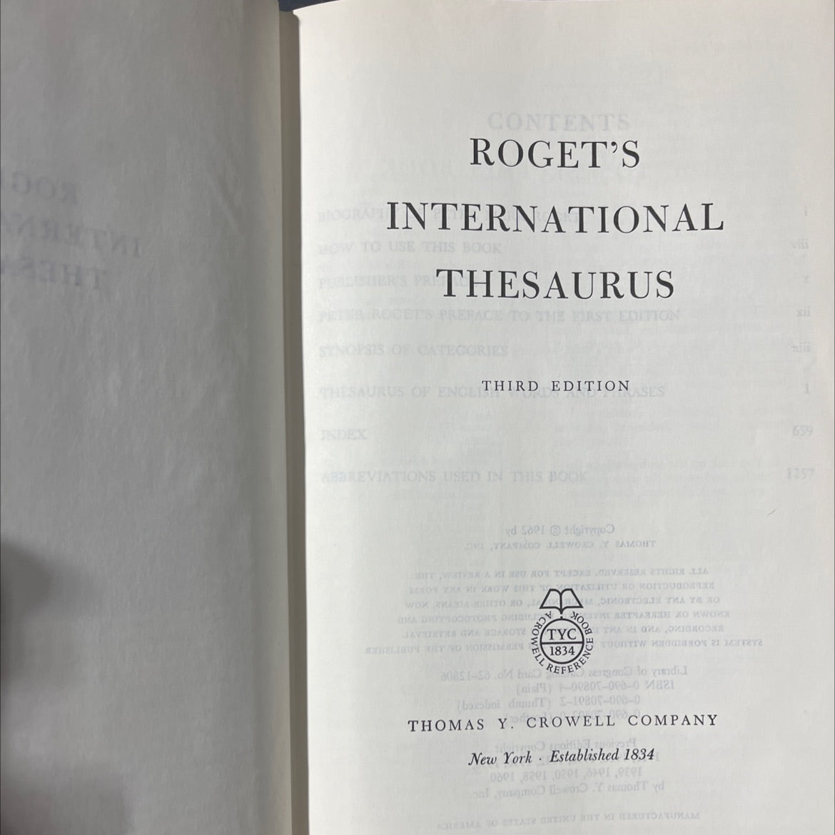 roget's international thesaurus book, by unknown, 1962 Hardcover image 2