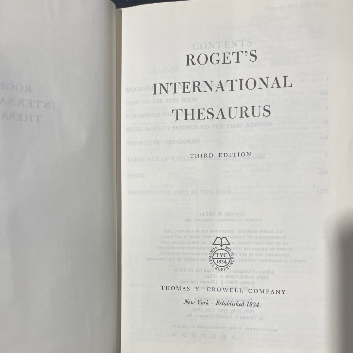 roget's international thesaurus book, by peter roget, 1962 Hardcover image 2