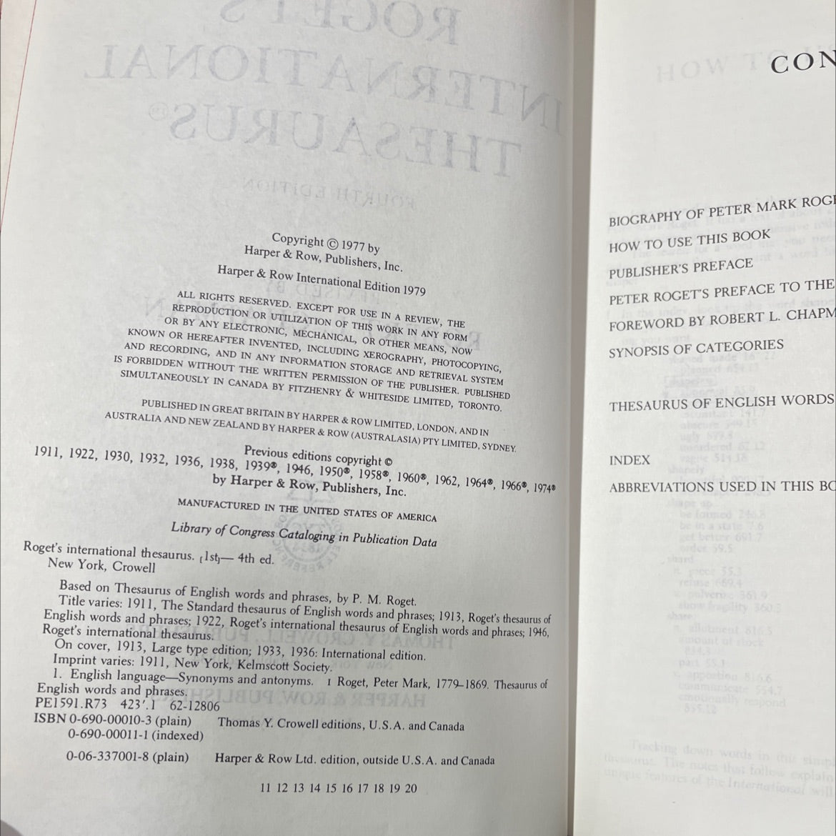 roget's international thesaurus book, by peter mark roget, 1979 Hardcover image 3