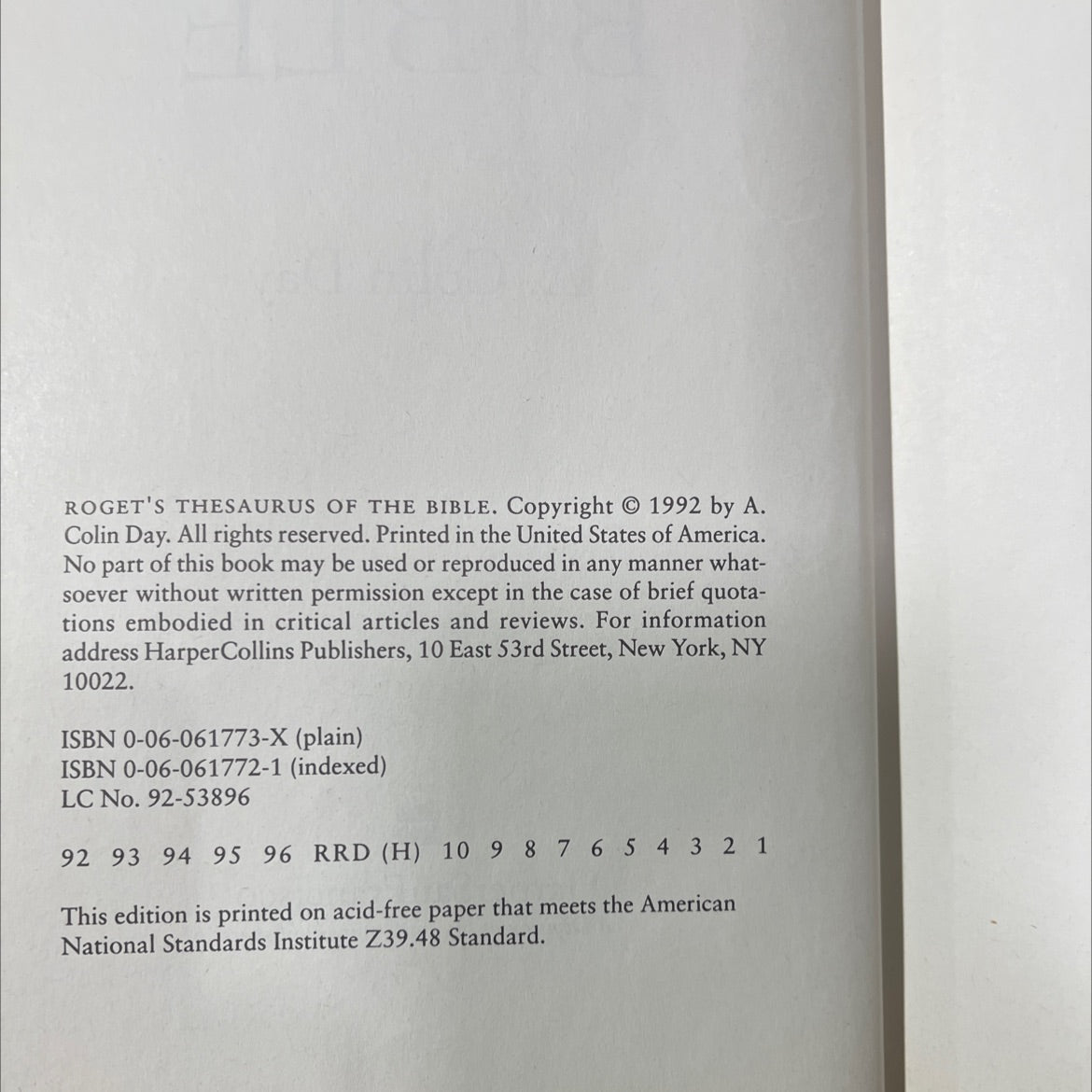 roget's thesaurus of the bible book, by a. colin day, 1992 Hardcover image 3