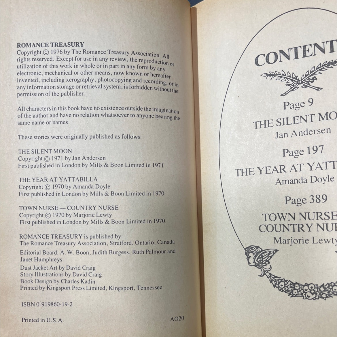 romance treasury book, by Jan Andersen, Amanda Doyle, Marjorie Lewty, 1976 Hardcover image 3