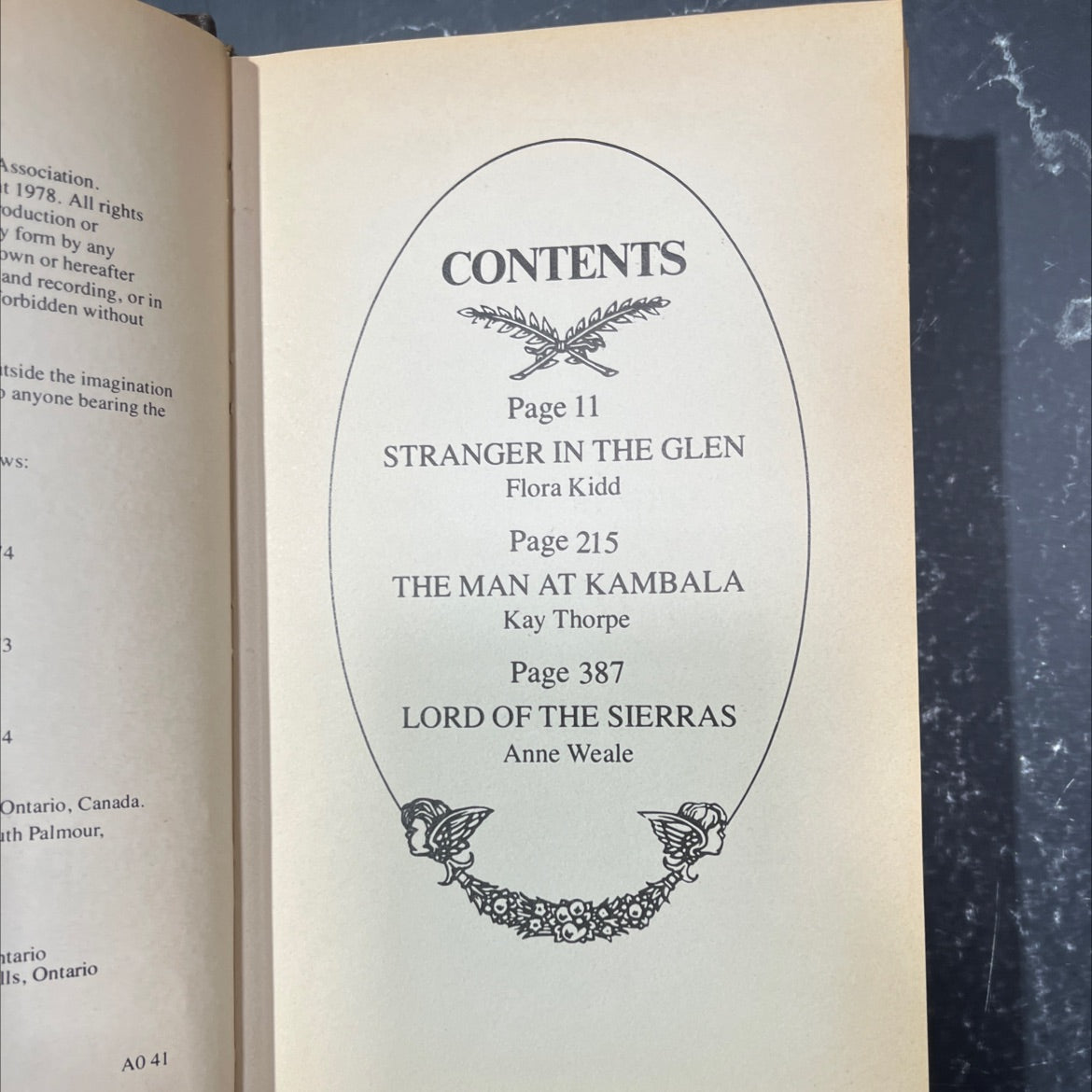 romance treasury book, by Flora Kidd, Kay Thorpe, Anne Weale, 1978 Hardcover image 2