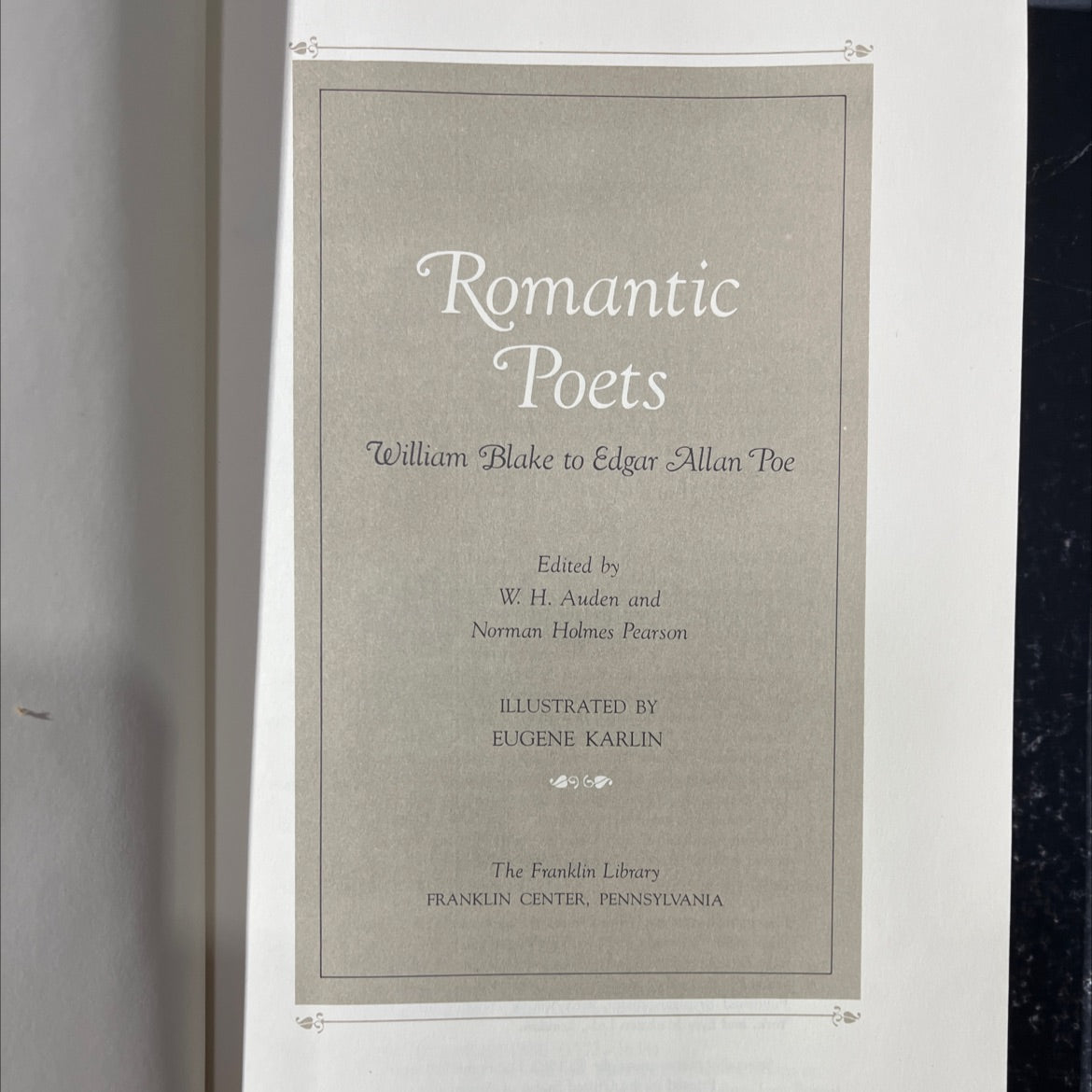 romantic poets william blake to edgar allan poe book, by W. H. Auden, Norman Holmes Pearson, 1969 Leather image 2
