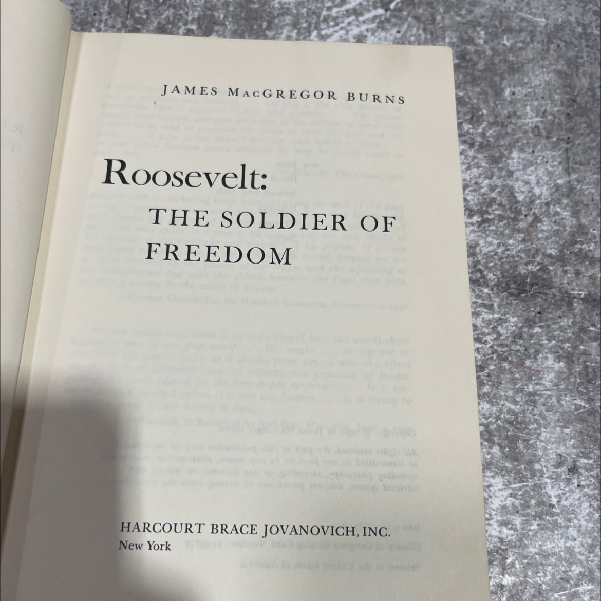 roosevelt: the soldier of freedom book, by james macgregor burns, 1970 Hardcover image 2