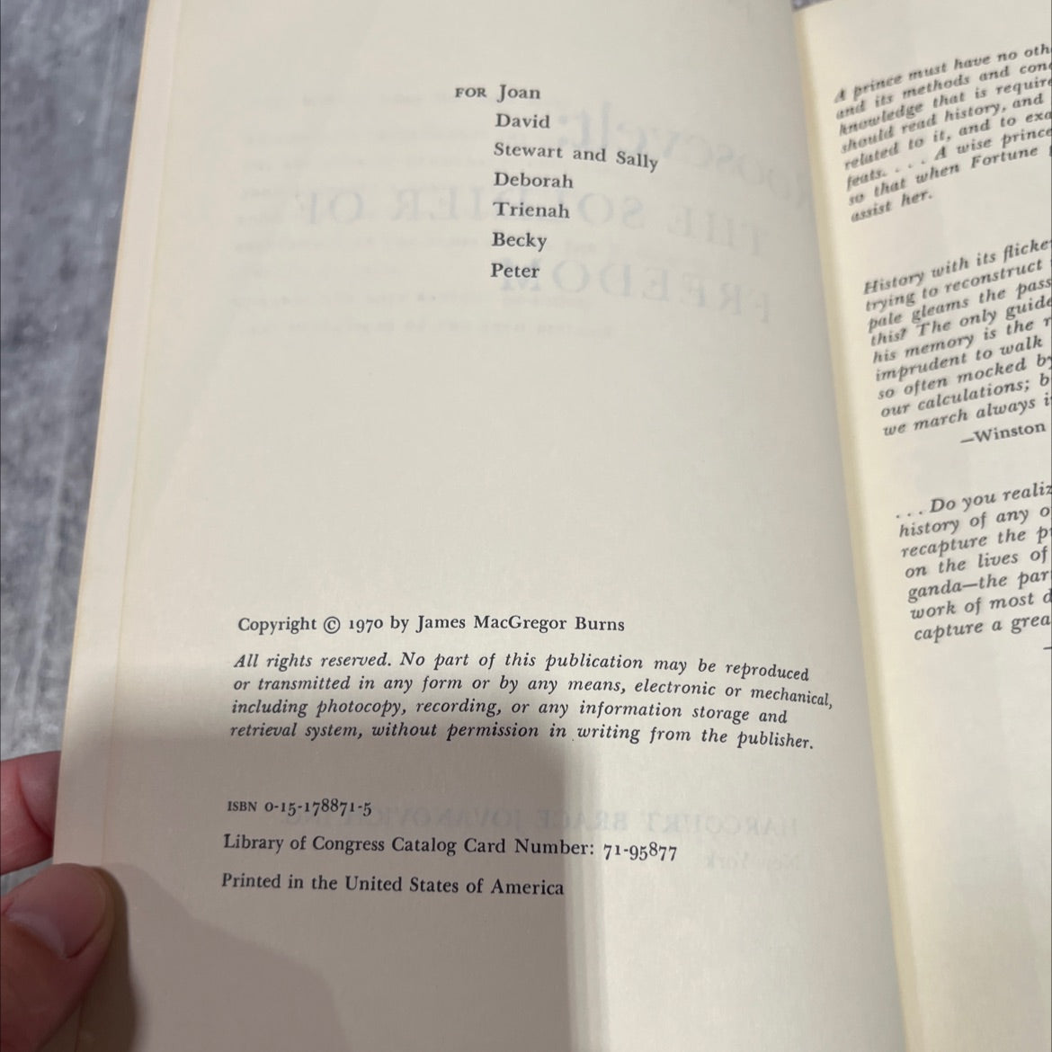 roosevelt: the soldier of freedom book, by james macgregor burns, 1970 Hardcover image 3