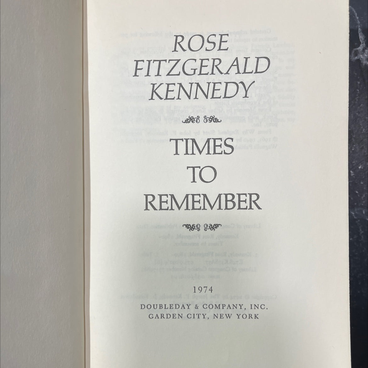 rose fitzgerald kennedy times to remember book, by Rose Fitzgerald Kennedy, 1974 Hardcover image 2
