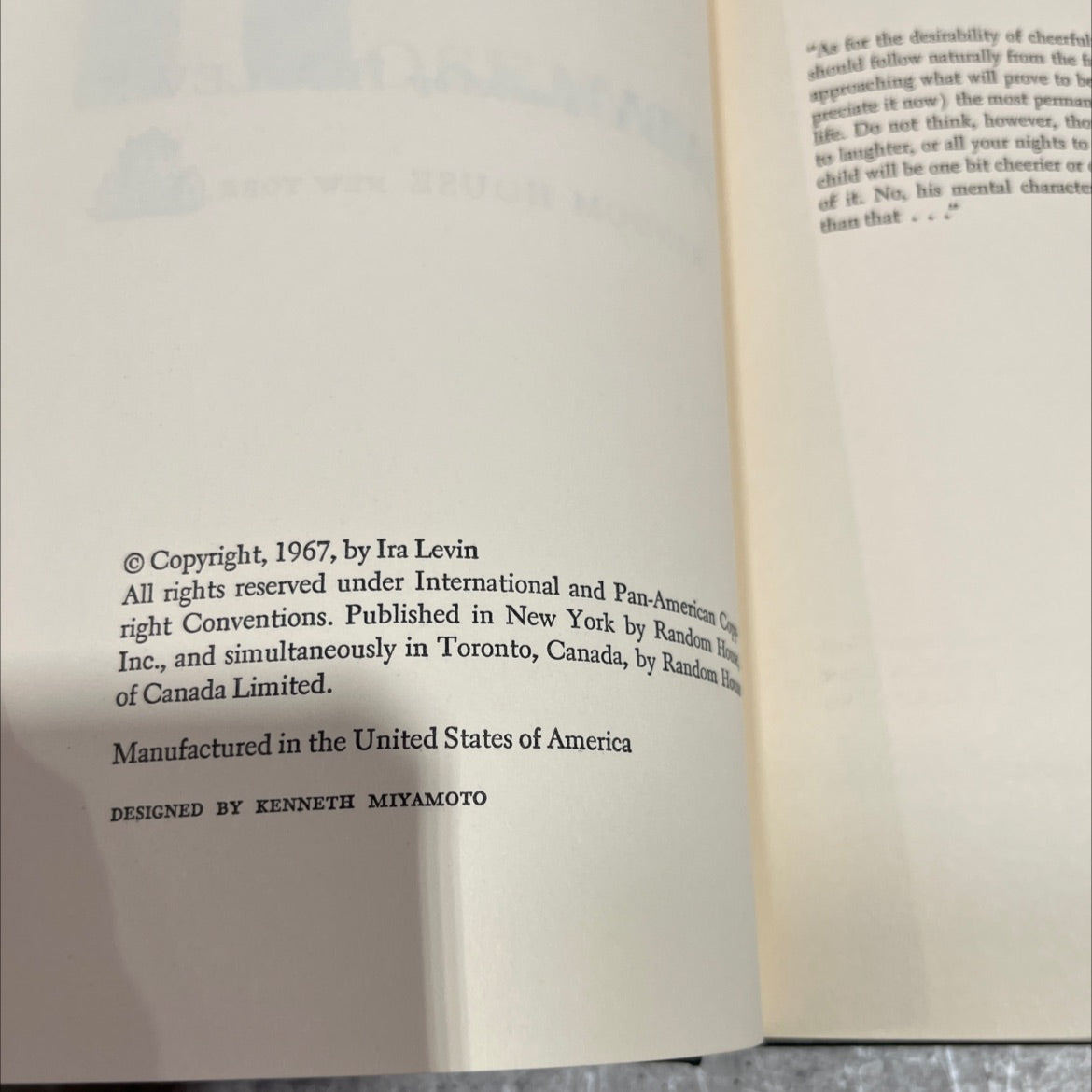rosemary's baby book, by ira levin, 1967 Hardcover image 3