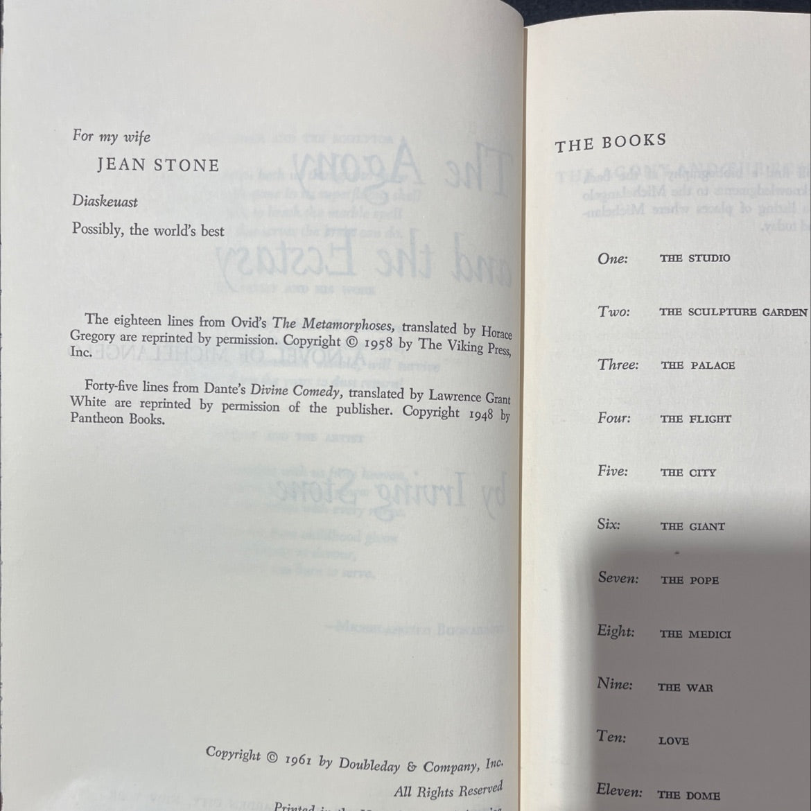 rotterdam the agony and the ecstasy a novel of michelangelo book, by irving stone, 1961 Hardcover image 3