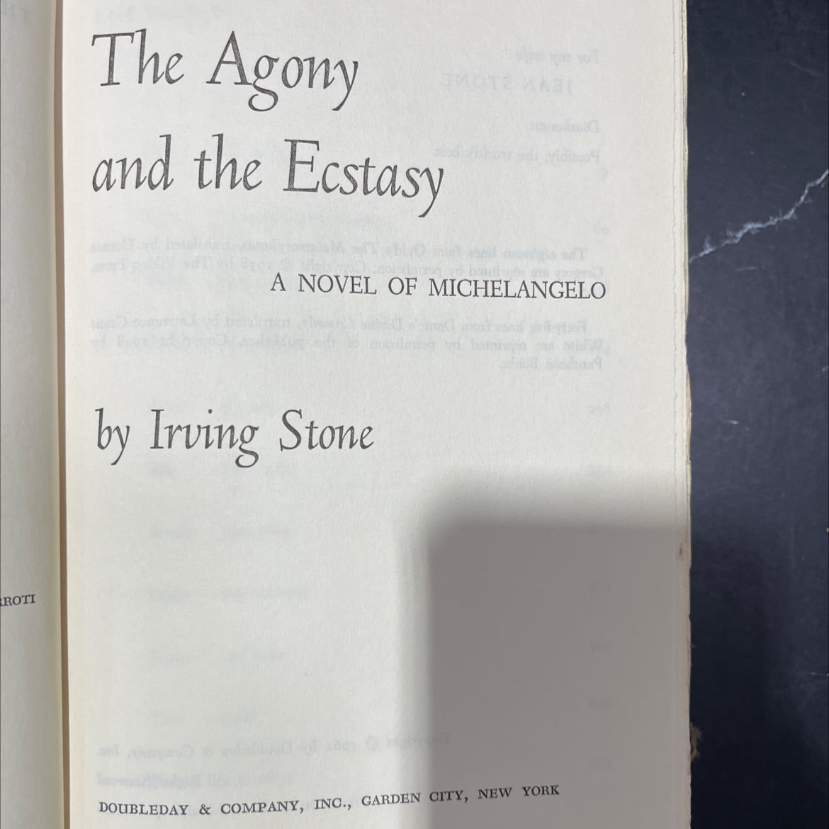 rotterdam the agony and the ecstasy a novel of michelangelo book, by irving stone, 1961 Hardcover image 2