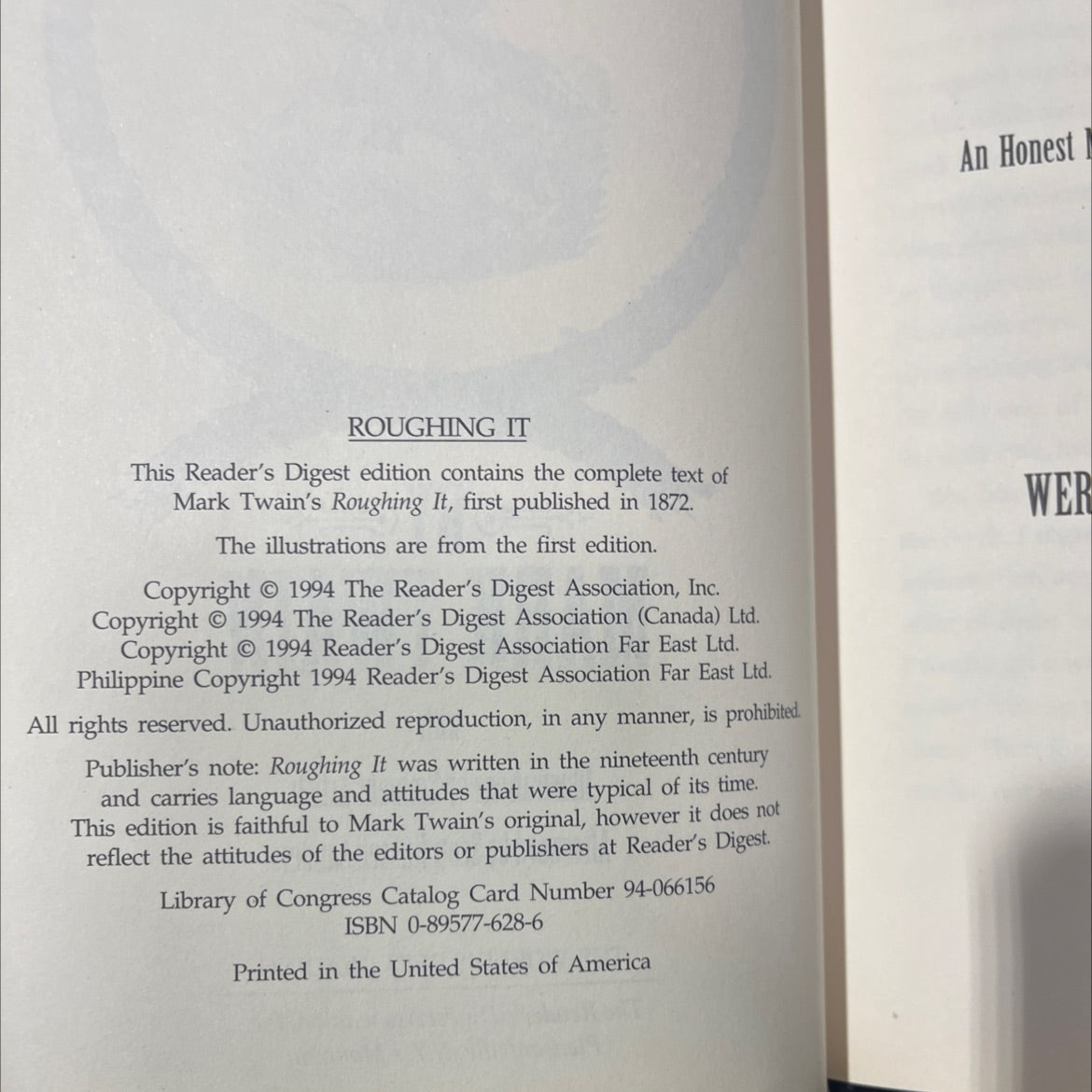 roughing it book, by mark twain, 1994 Leather image 3