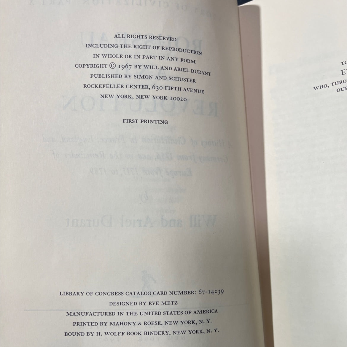 rousseau and revolution book, by will and ariel durant, 1967 Hardcover image 3