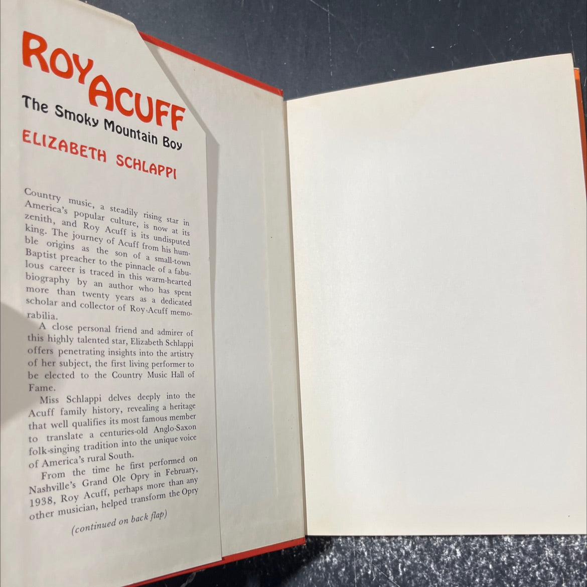 roy acuff the smoky mountain boy book, by elizabeth schlappi, 1980 Hardcover image 4