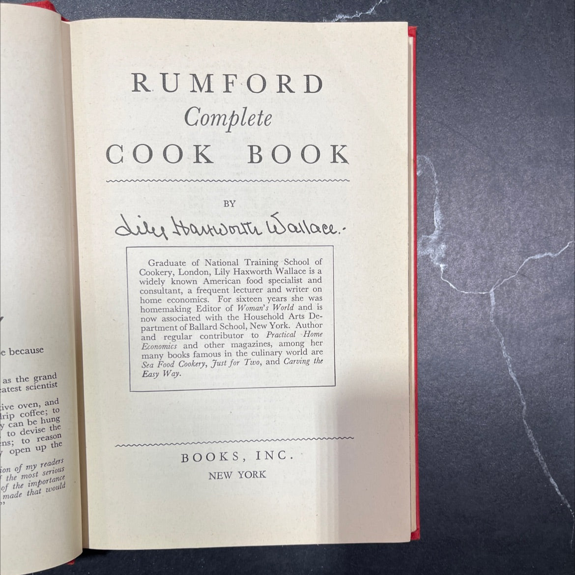 rumford complete cook book book, by lily haxworth wallace, 1945 Hardcover image 2
