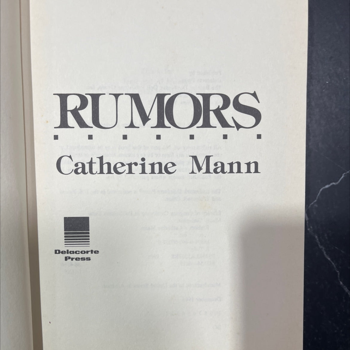 rumors book, by Catherine Mann, 1988 Hardcover image 2