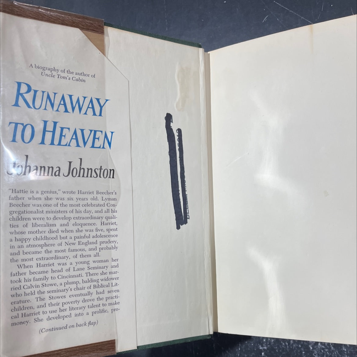 runaway to heaven the story of harriet beecher stowe book, by Johanna Johnston, 1963 Hardcover image 4