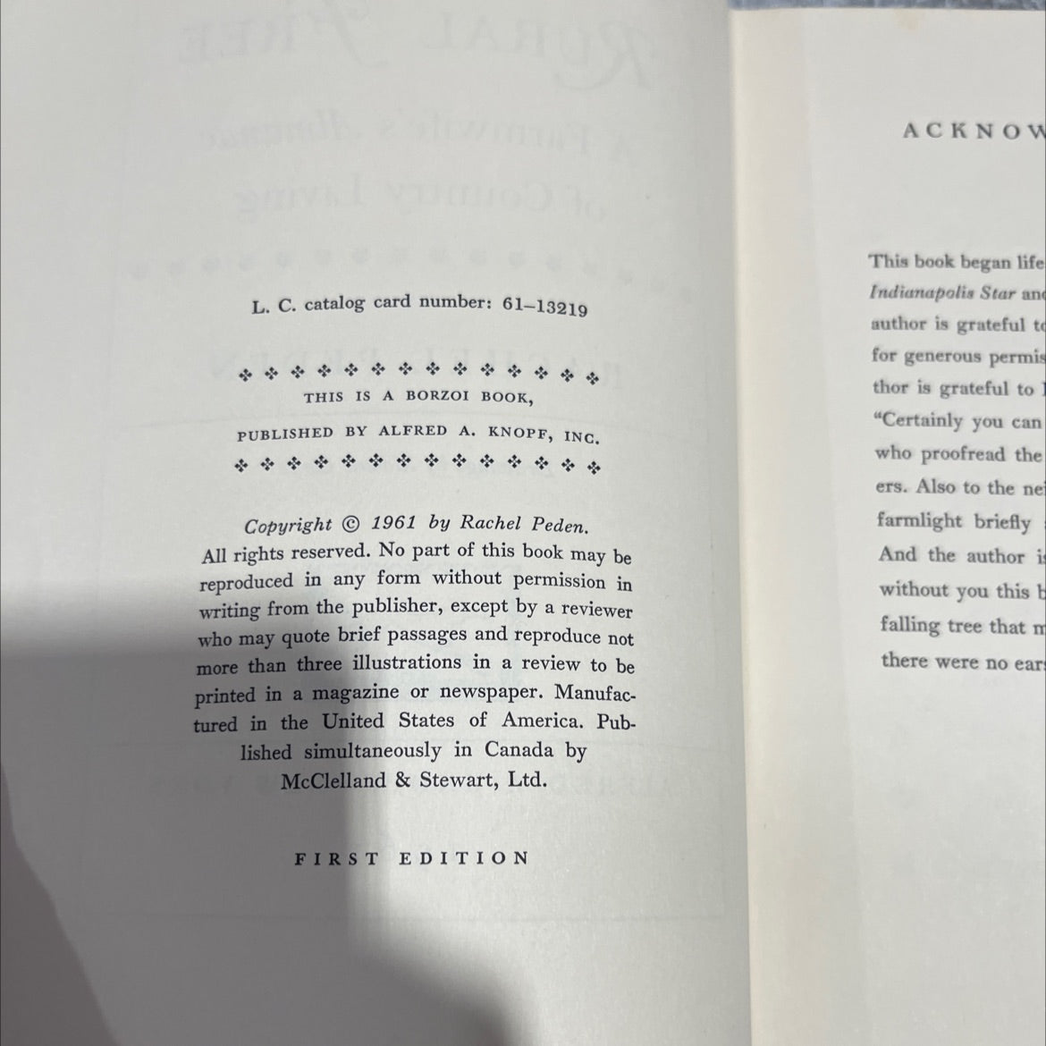 SIGNED rural free a farmwife's almanac of country living book, by rachel peden, 1961 Hardcover, First Edition, Vintage image 3