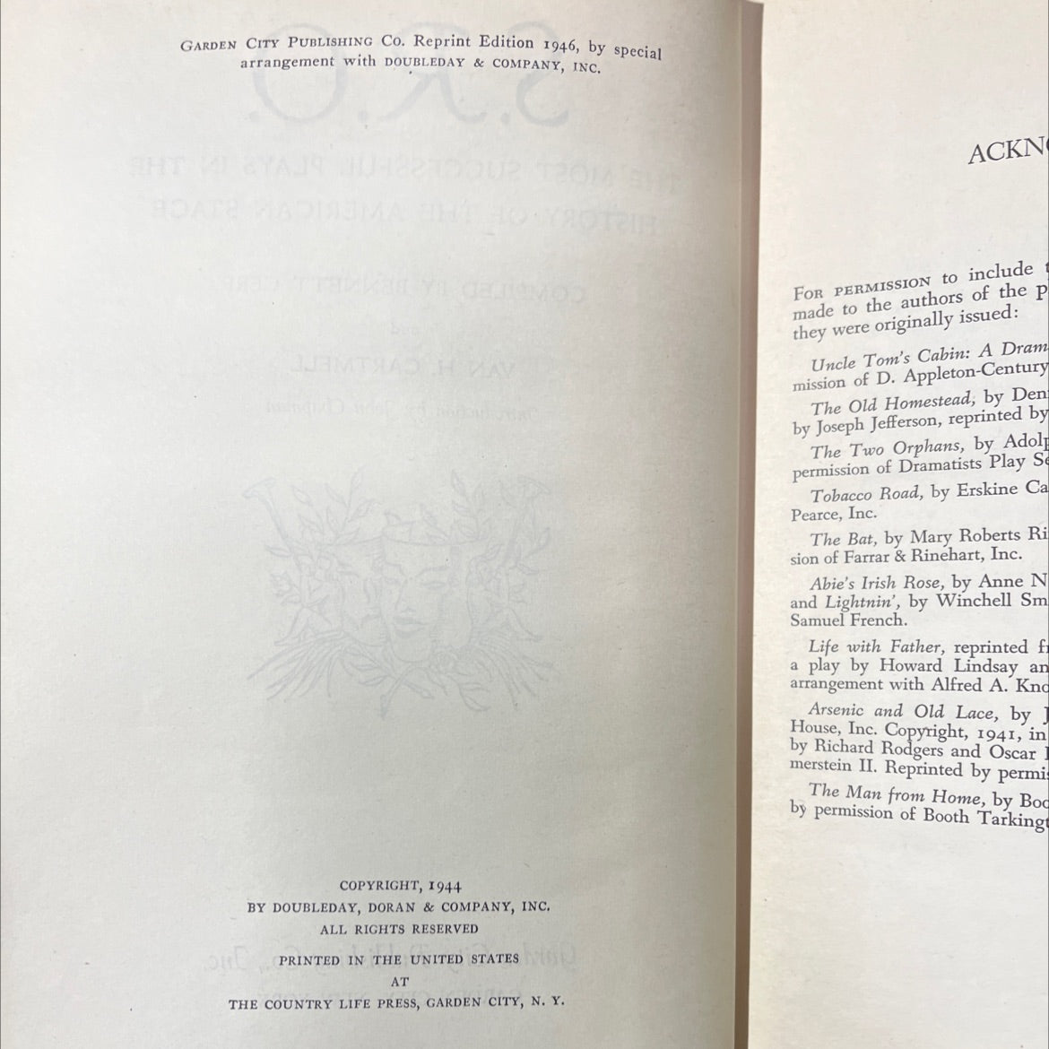 s.r.o. the most successful plays in the history of the american stage book, by bennett cerf, van h. cartmell, 1946 image 3