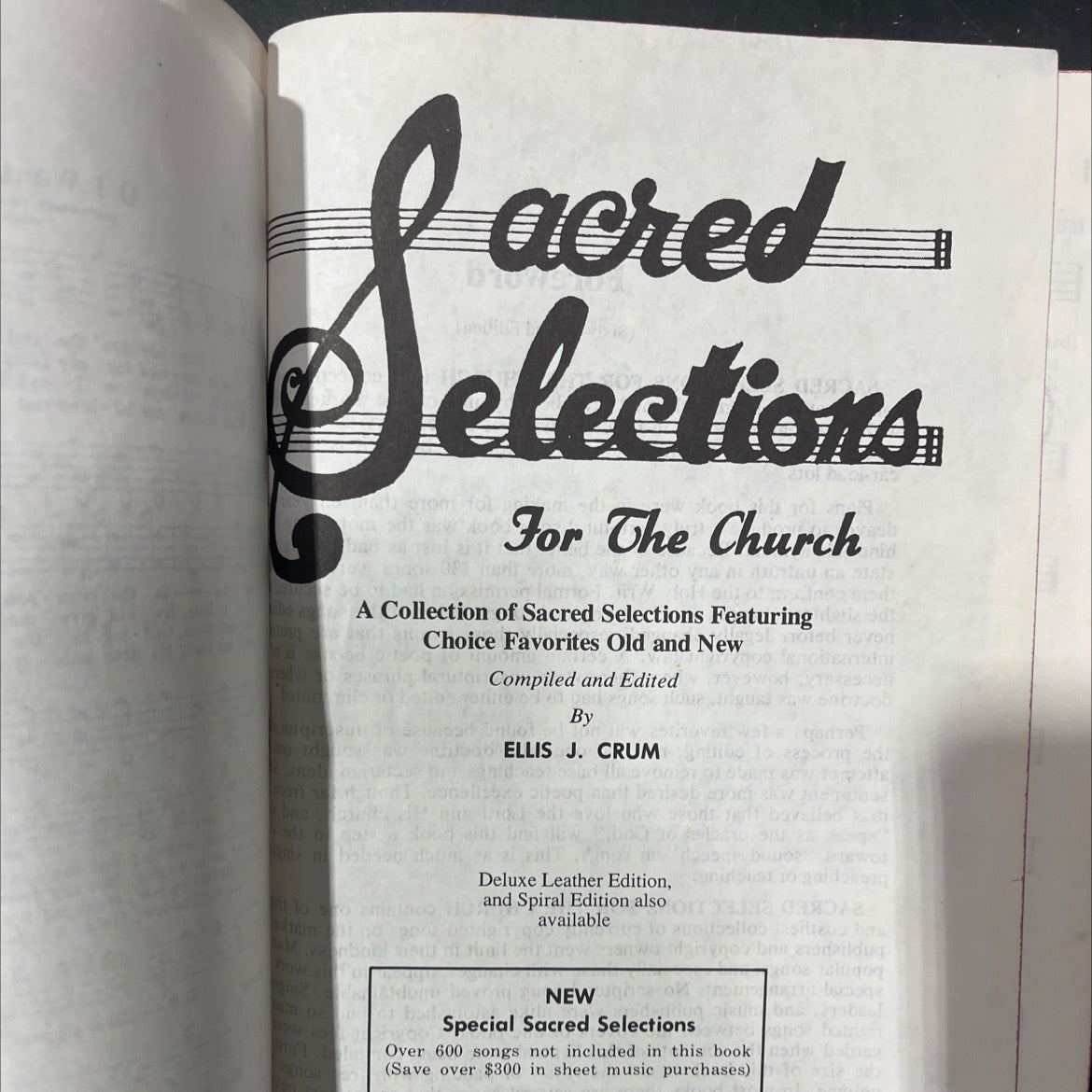 sacred selections book, by ellis j. crum, 1960 Hardcover image 2