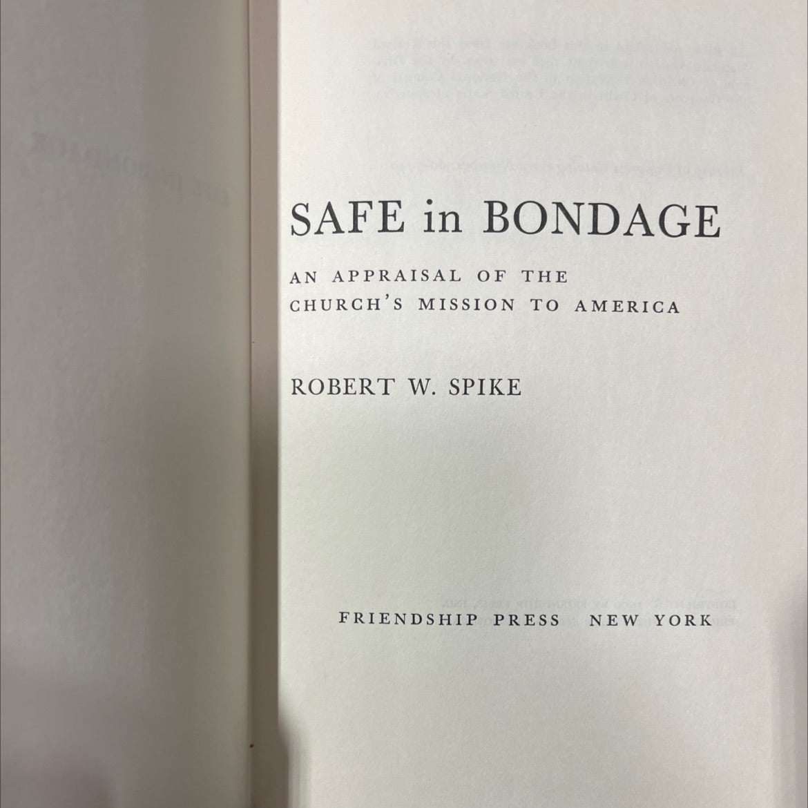 safe in bondage book, by robert w. spike, 1960 Hardcover image 2