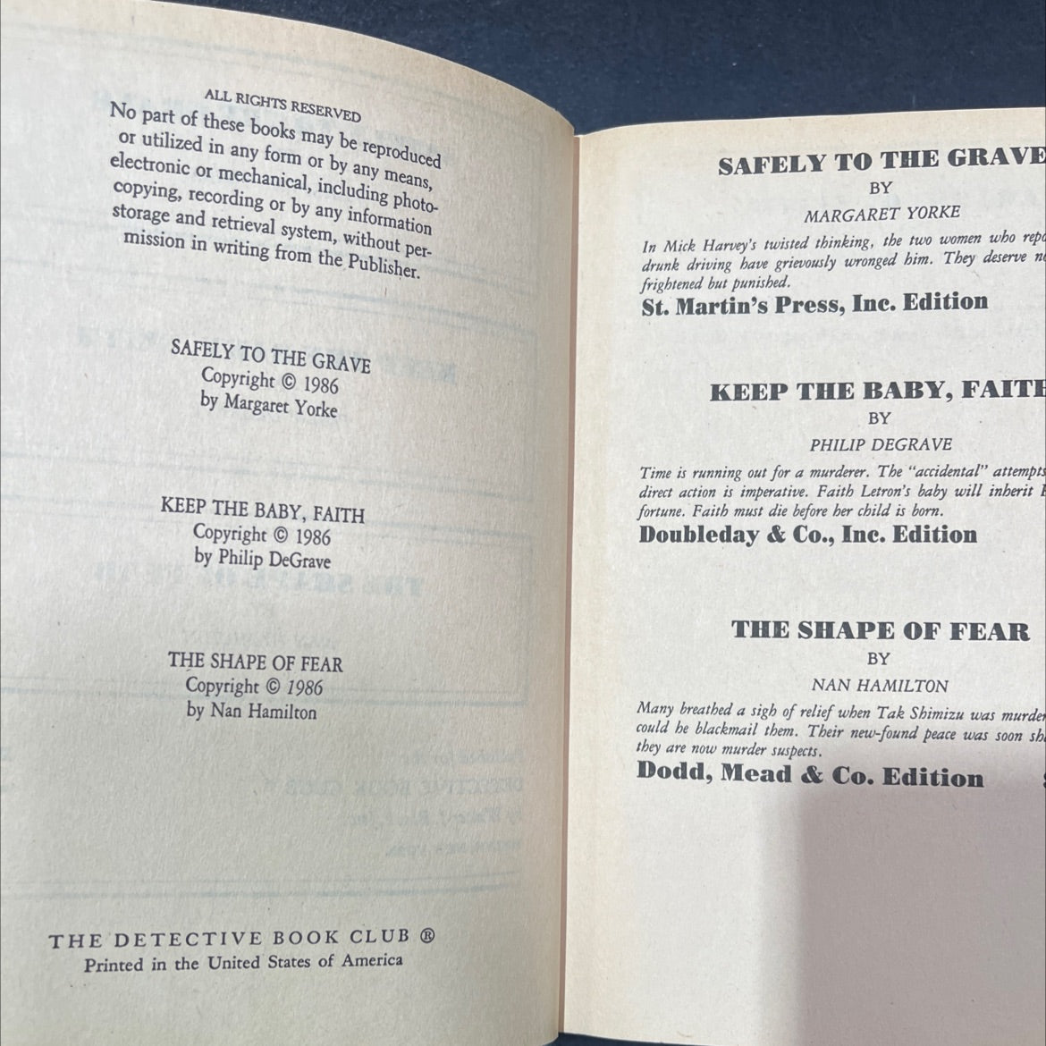 safely to the grave book, by margaret yorke, 1986 Hardcover image 3