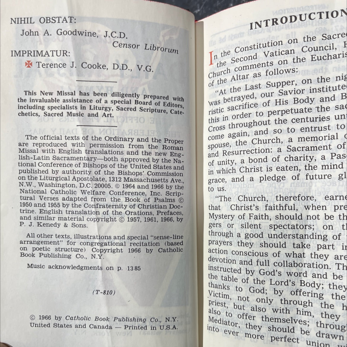 saint joseph daily missal and hymnal book, by unknown, 1966 Hardcover image 3