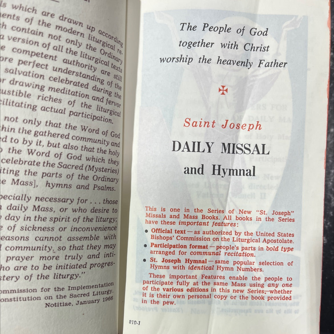 saint joseph daily missal and hymnal book, by unknown, 1966 Hardcover image 2