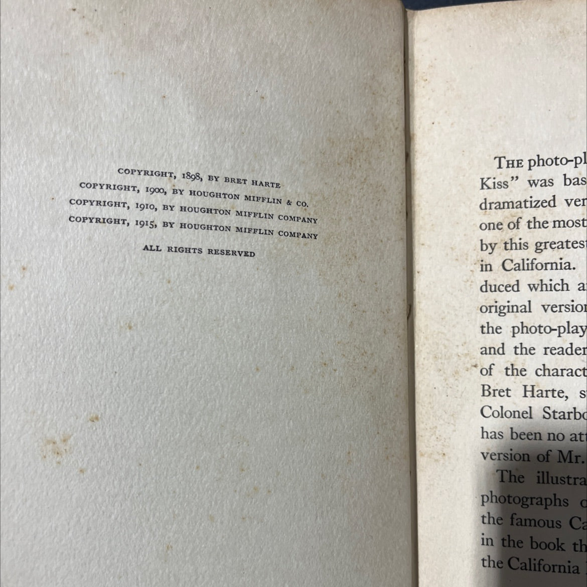 salomy jane's kiss book, by bret harte, 1915 Hardcover image 3
