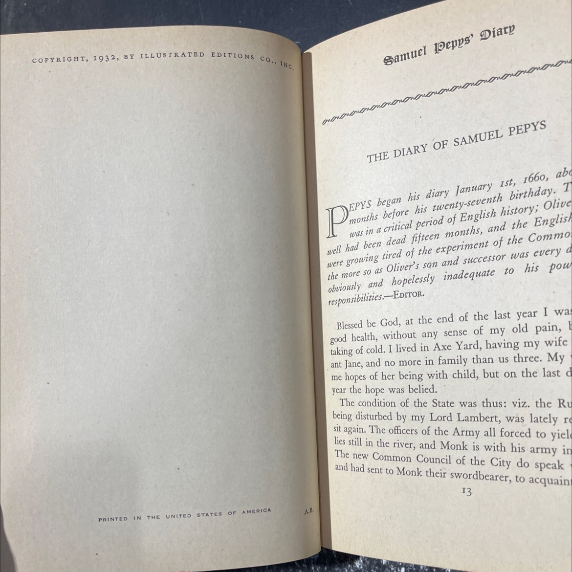 samuel pepys' diary book, by samuel pepys, 1932 Hardcover image 3