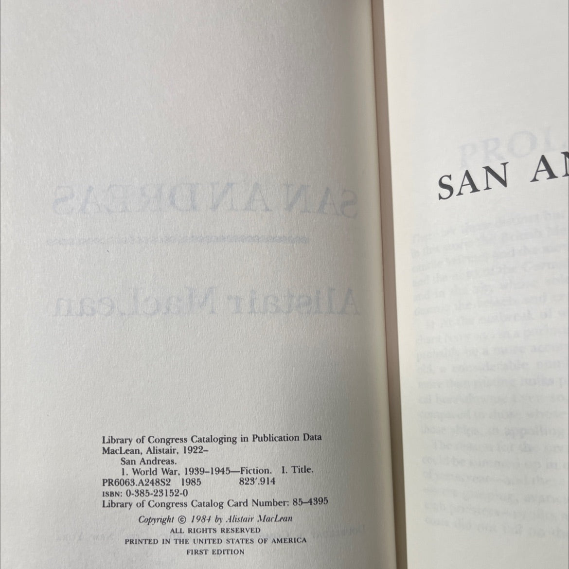 san andreas book, by alistair maclean, 1985 Hardcover image 3
