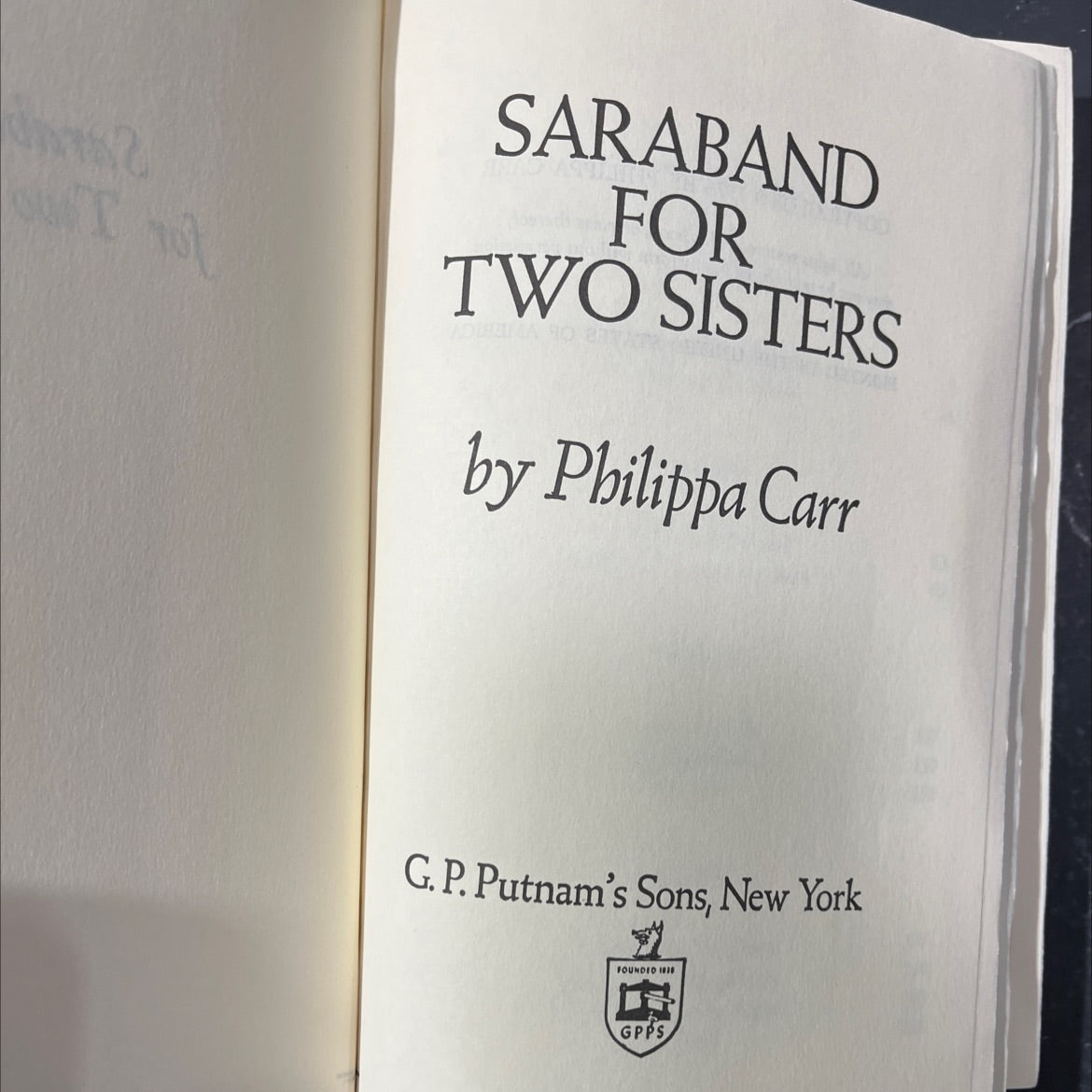 saraband for two sisters book, by philippa carr, 1976 Hardcover image 2