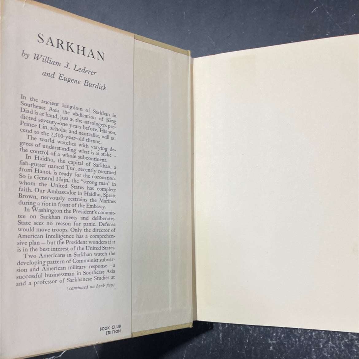 sarkhan book, by William J. Lederer and Eugene Burdick, 1965 Hardcover image 4
