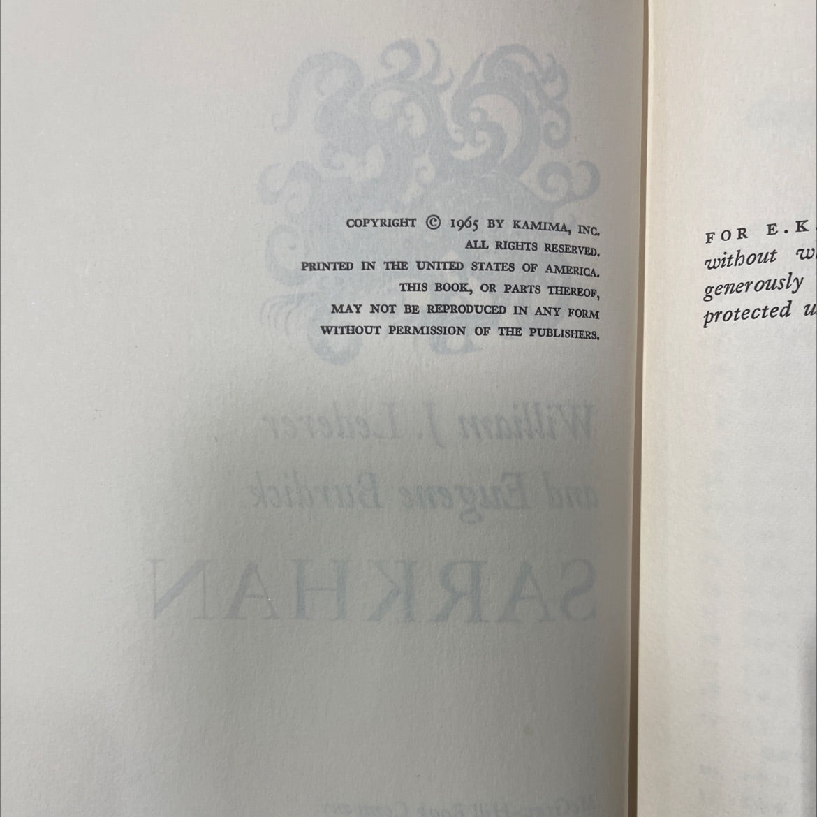 sarkhan book, by William J. Lederer and Eugene Burdick, 1965 Hardcover image 3