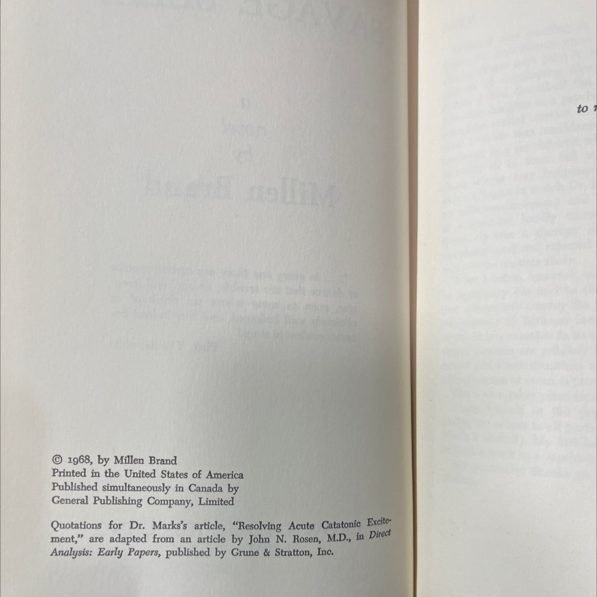 savage sleep book, by Millen Brand, 1968 Hardcover image 3